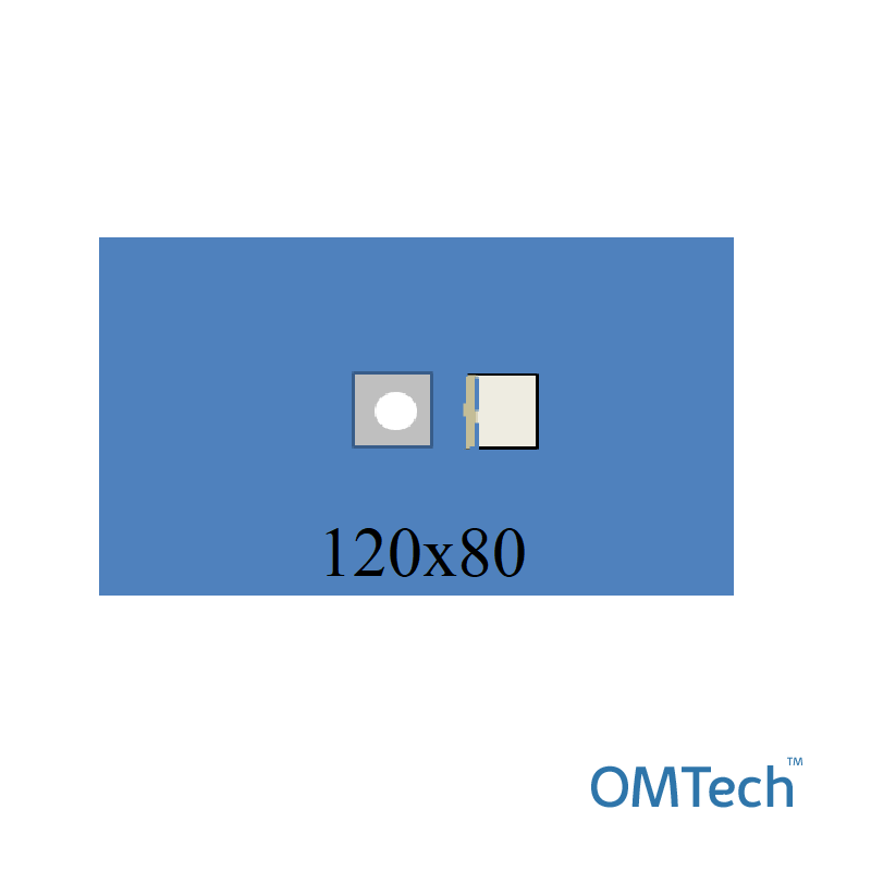 Покриття операційне OMTech™ для офтальмології №6 120см х 80см з адгез. опер. отвором 7 см та мішком приймальним (ламінований спанбонд - 45 г/м2), стерильне